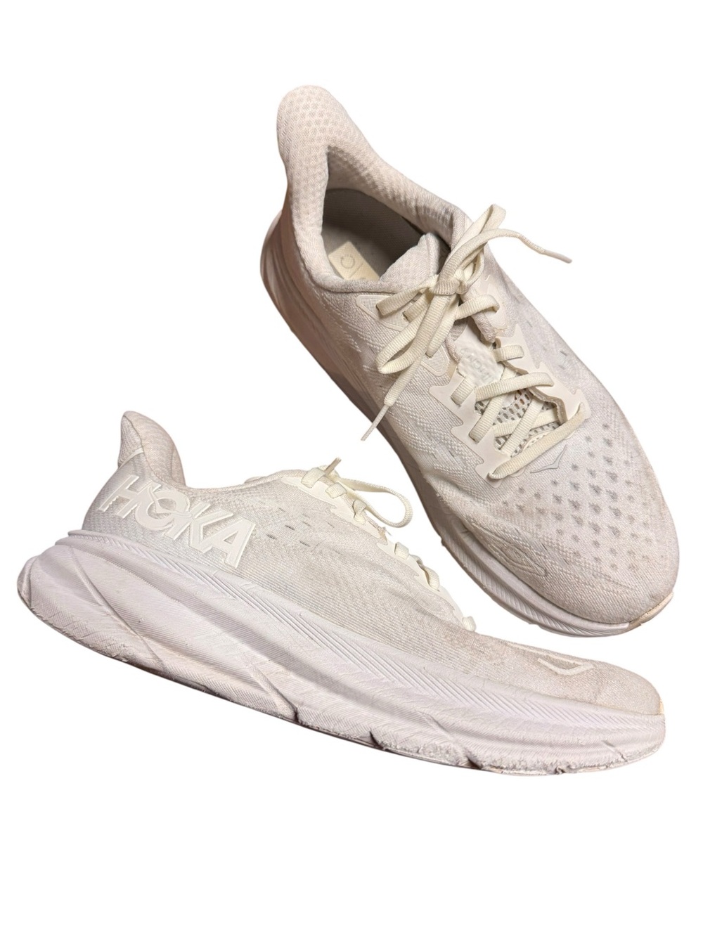 Hoka One One Clifton 9 Sneakers Womens 8.5B 1127896 WWH All White Tennis Shoes